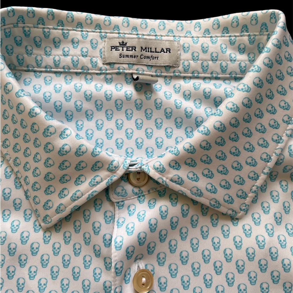 Peter Millar Summer Comfort - White with Blue Mini skulls